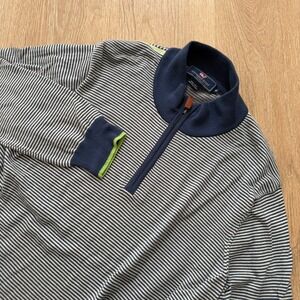 Vineyard Vines Striped Quarter Zip Pullover Mens Medium Blue Pima Cotton Sweater